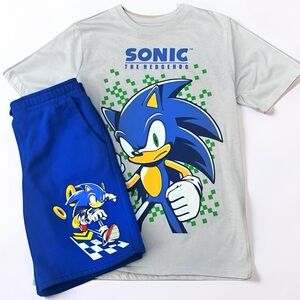 🎮 Kids Sonic the Hedgehog Graphic T-Shirt & Blue Shorts Set | Boys Gamer Outfit